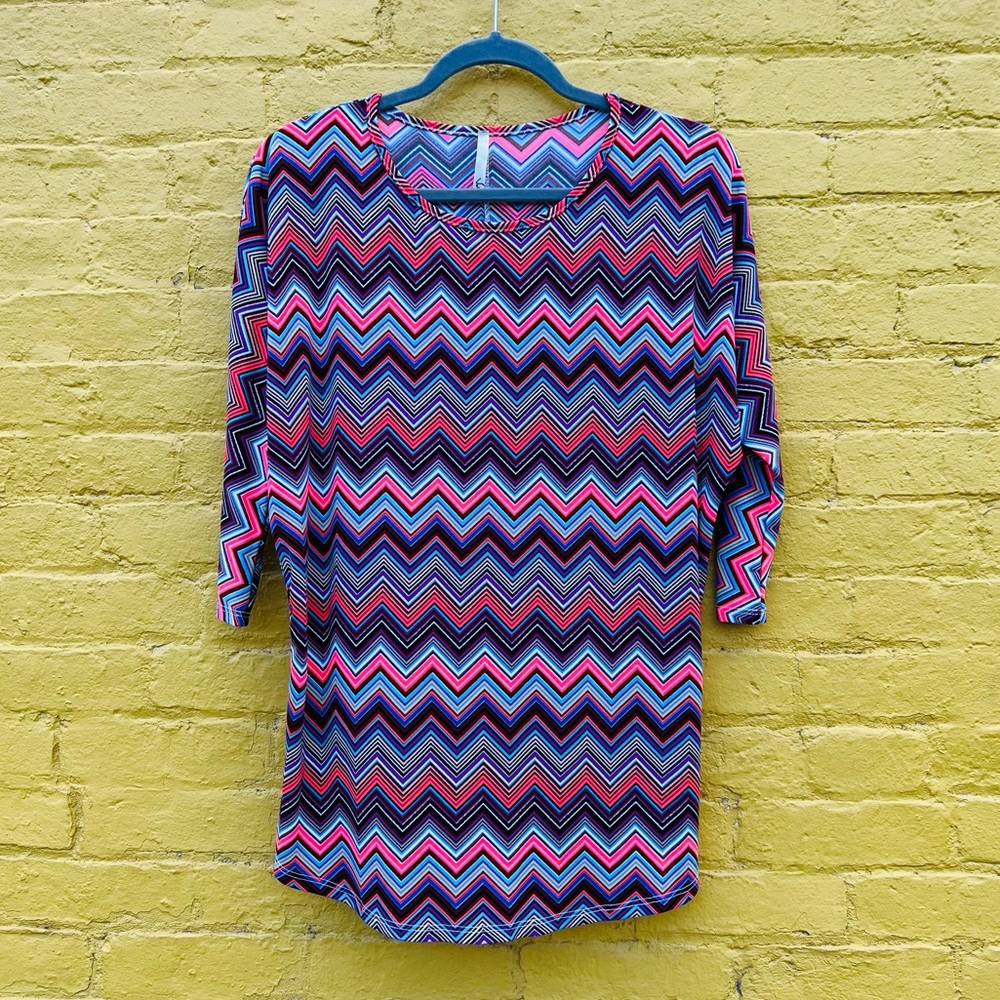 Voll Sz S Colorful Zigzag Print Dolman Tunic Top! NEW!